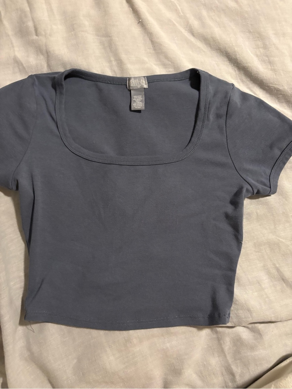 Tilly's Dark Blue Square Neck Crop Tee